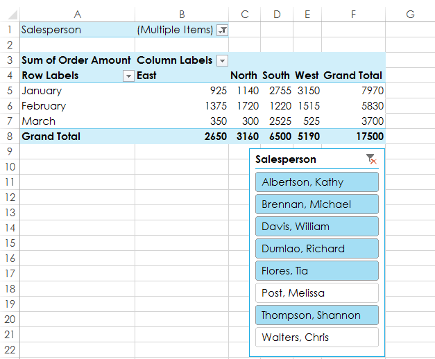 PivotTable Slicer